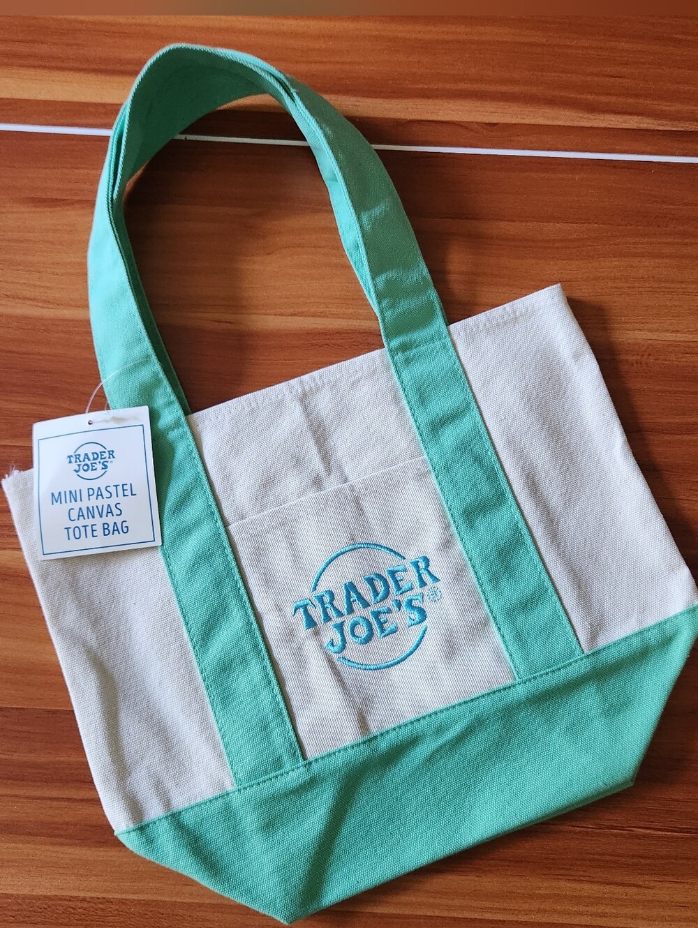 Trader Joe's Mini Green Pastel Canvas Tote Bag Spring 2025